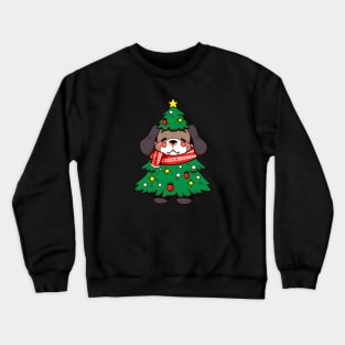 Cute Puppy Wearing A Christmas Tree Crewneck Sweatshirt